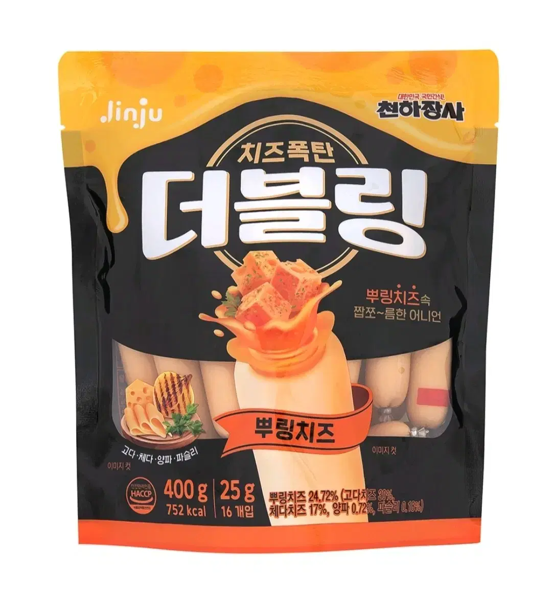 진주햄 천하장사 더블링 뿌링치즈 소시지 400g